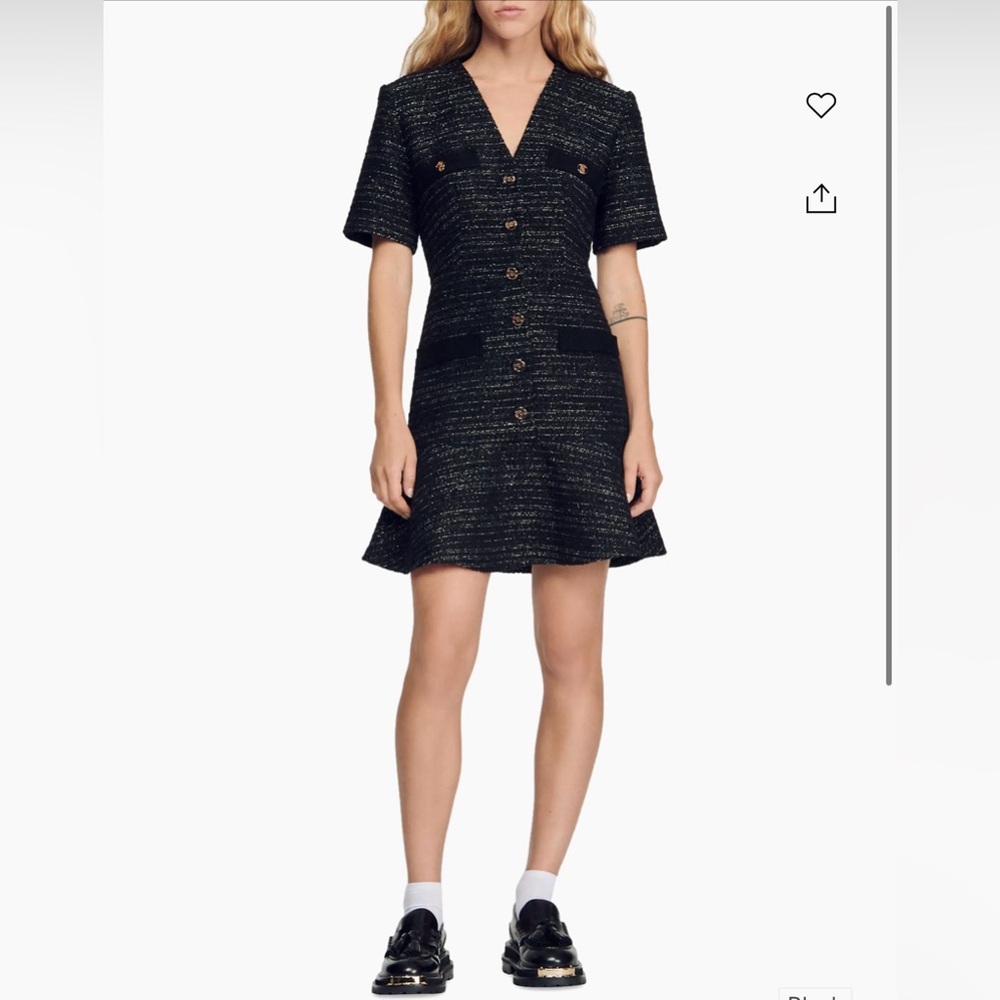 Sandro Gwendoline Metallic Tweed Dress